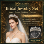 Bridal Jewelry Set – Luxury Crown, Necklace & Earrings (3 Pcs)