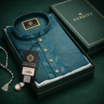 Luxeity Premium Designer Panjabi – Teal Blue Textured Festive Wear