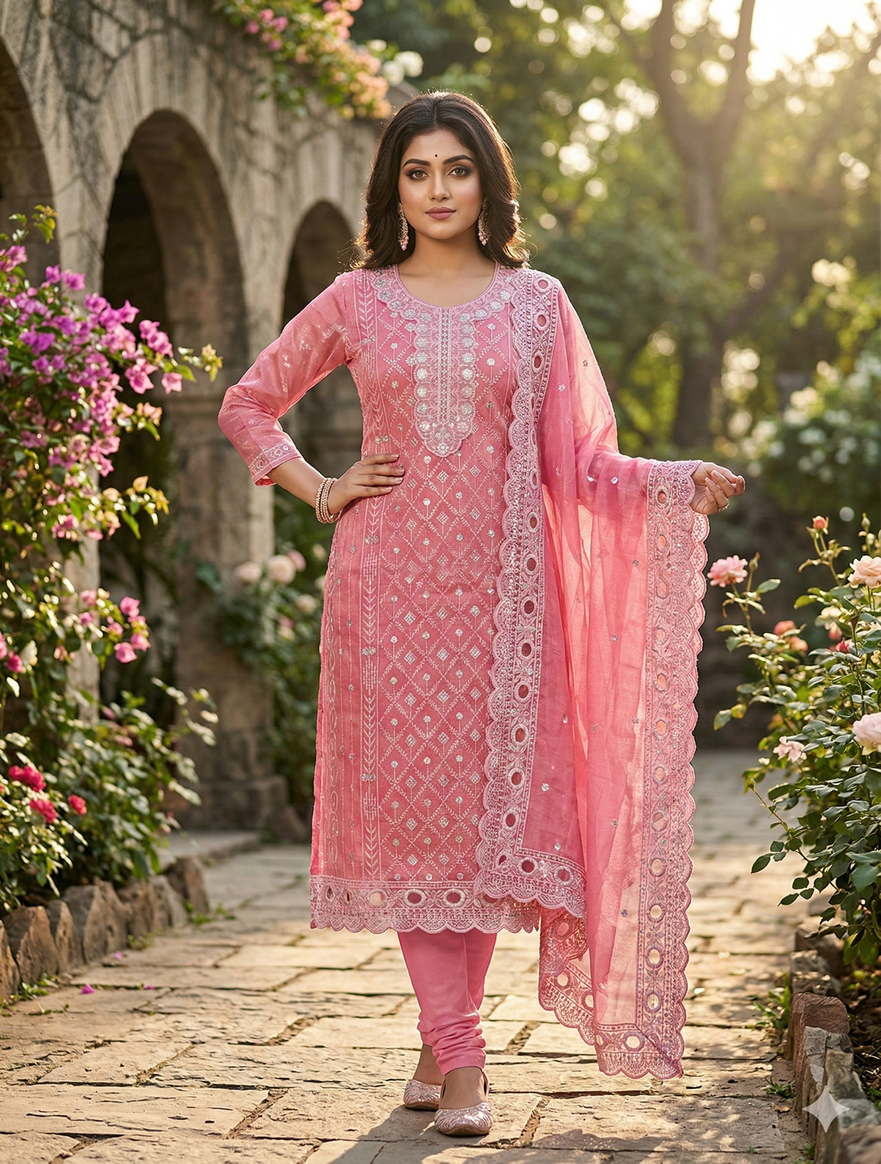 Luxeity Premium Lavender Sequin Embroidered 3-Piece Luxeity প্রিমিয়াম রোজ পিংক সিকুইন এমব্রয়ডারি এক্সক্লুসিভ থ্রি-পিস - Image 1