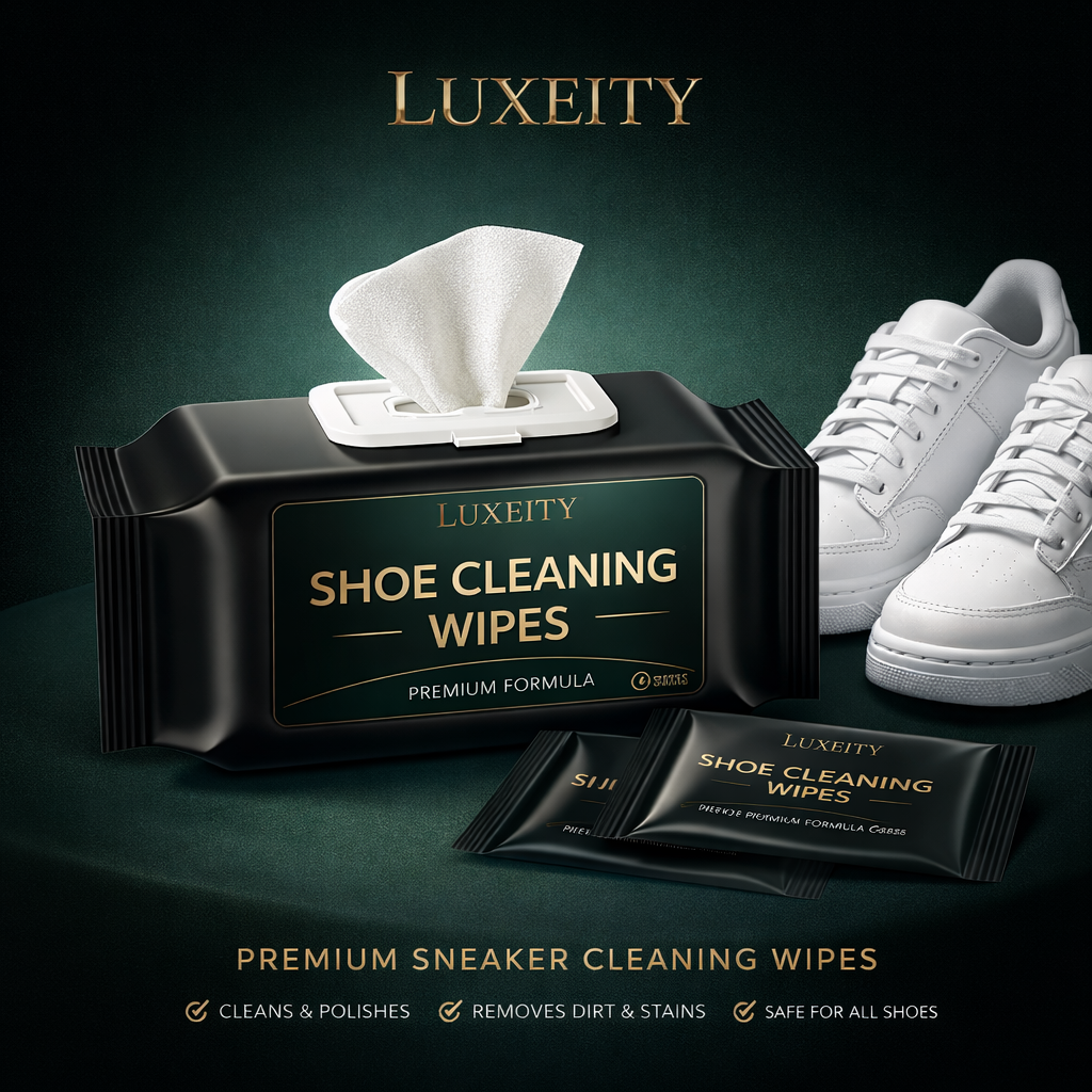 Luxeity shoe cleaning wipes in focus LUXEITY Shoe Cleaning Wipes - Image 1