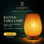Premium Rattan Lamp With Glowing Elegance