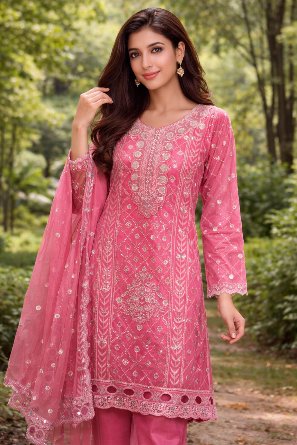 1000207650 Luxeity Rose Pink Luxury Embroidered Premium Three-Piece – Eid Special Collection - Image 1